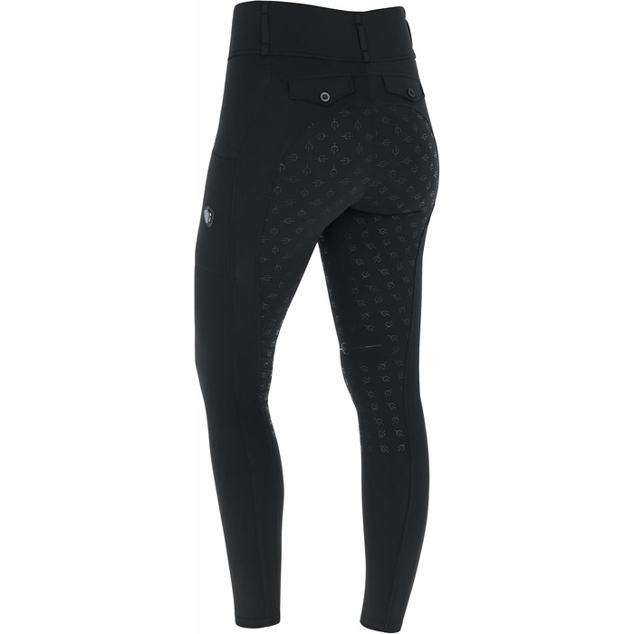 Легінси для верхової їзди Covalliero з повним силіконовим покриттям | Теплі, дихаючі та еластичні штани для верхової їзди з 2 кишенями для телефону | Осінньо-зимові штани для верхової їзди, різні кольори та розміри 32-34, чорний