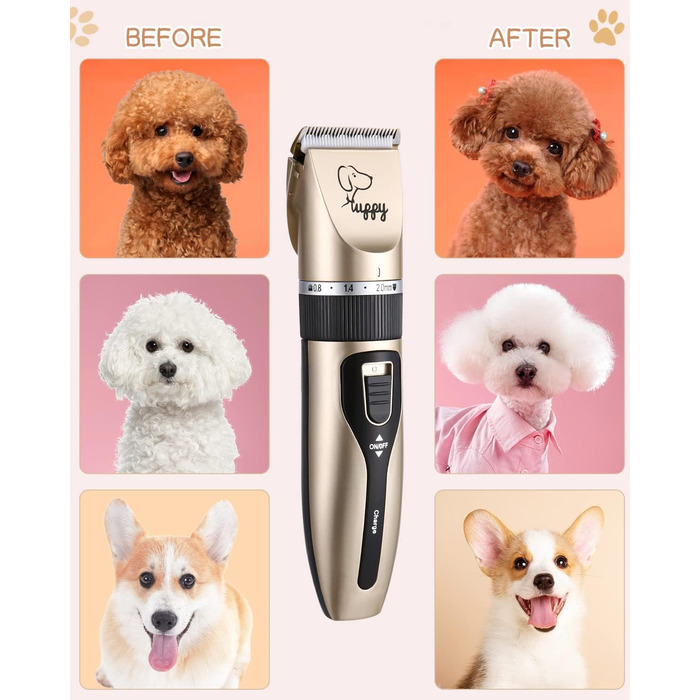 Електричний триммер для собак без дроту, машинка для стрижки шерсті собак, тиха, акумуляторна, для собак та котів