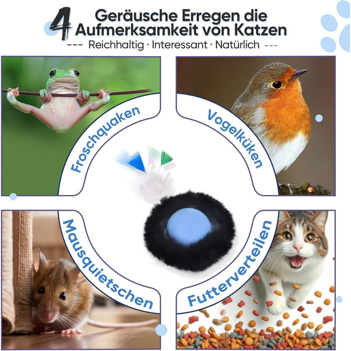 Іграшка для котів GoldenSun: м'ячик-дзиґа з інтерактивною активністю, килимок з мишками, приховане місце з 5 отворів, блакитний колір