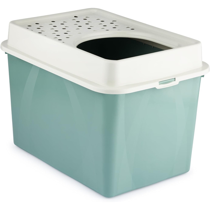 Rotho MyPet Eco Berty: туалет для котів з верхнім входом, пластик (перероблений PP), бежевий/білий, 57.2 x 39.3 x 40.4 см