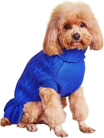 Теплий зручний пуловер для собак, розмір M, акрил, роговий комір, для собак маленьких та великих порід, 5,9–7,3 кг, темно-синій