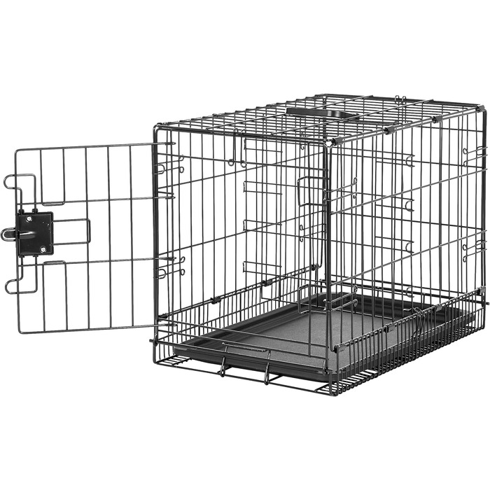 Складана металева клітка для собак Amazon Basics з піддоном, чорна, 56x33x40 см, одні двері