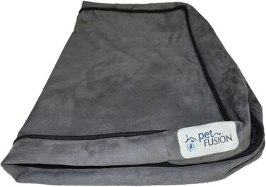 PetFusion SerenityLounge лежак для собак, велюровий змінний чохол, великий, сірий