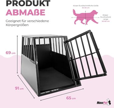 Кіяж для собак MaxxPet: переноска для авто, велика, 65x91x69 см, алюмінієва