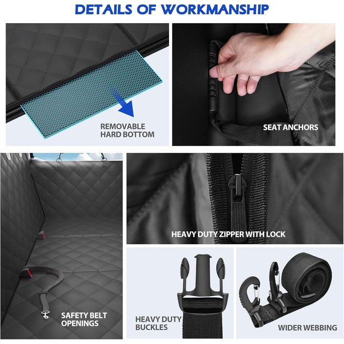 Подовжувач для заднього сидіння вантажівки XL для собак, жорстка основа, чохол на сидіння для собак, водонепроникний, гамак для собак у вантажівці, повний розмір, чохли для сидінь для домашніх тварин Crew Cab F150, RAM1500, Sierra, Tundra, Чорний 59'Lx28.