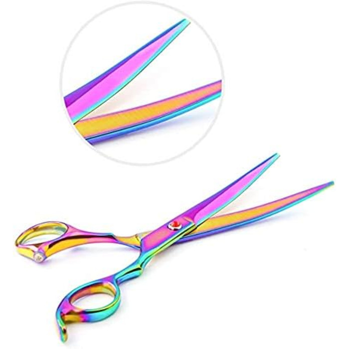 Професійні ножиці для собак 7 дюймів, набір 4 шт. (прямі, вигнуті, розріджувачі), чорний