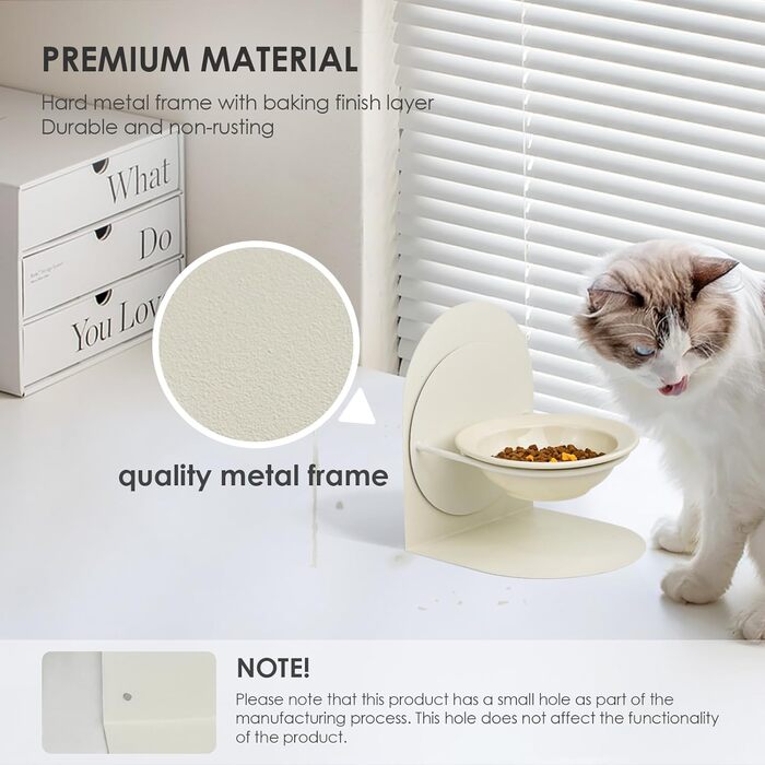Підвищений годівниця для котів, керамічна миска для котів на металевому підставці, антиковзаюча, без витоку, білий колір, для дому