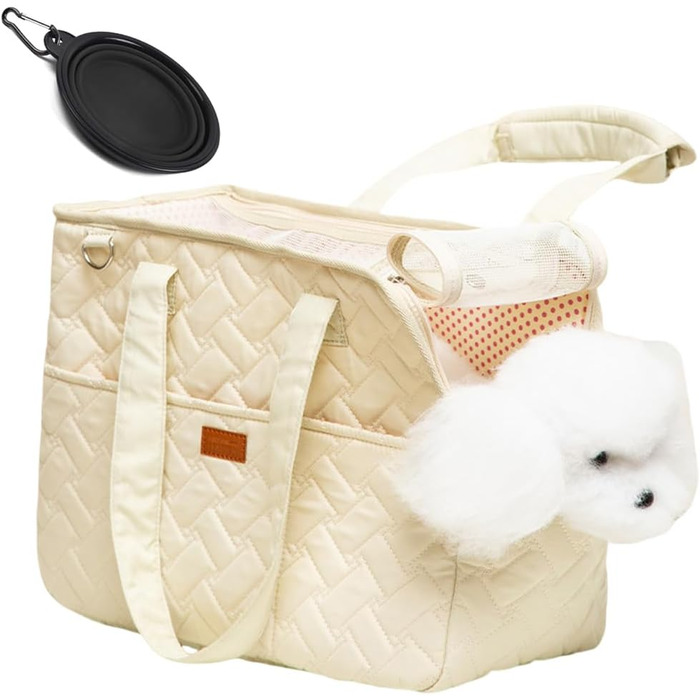 Сумка-переноска для собак, кроликів та котів з бічними кишенями, довгим ременем, бавовняна сумка, 35*25*15,5 см, м'яка переноска для цуценят, складана сумка для подорожей, миска-складна.
