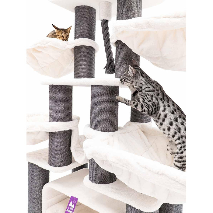 Дряпак для котів Petrebels Skyline XXL, 186 см, для великих котів (Мейн-кун), колір - off-white