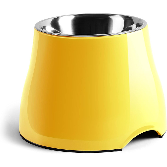 Підвищена годівниця для собак Yoken, запобігання захворюванням хребта, неслизька, з мискою з нержавіючої сталі, велика місткість, кольорова, для середніх та маленьких собак, об'єм 860 мл, колір лимонний жовтий