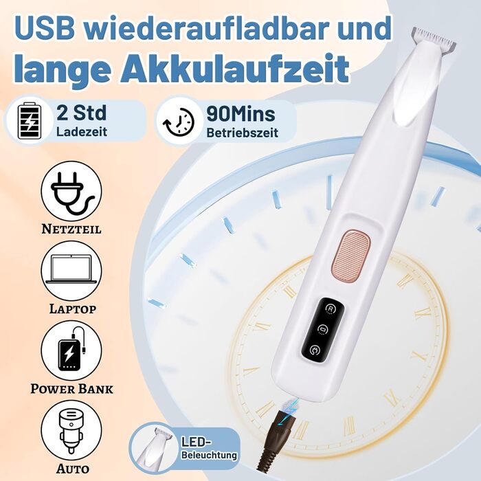 Триммер для стрижки котів та собак PawTrim Pro з LED-підсвічуванням, тихий, перезаряджуваний, вологостійкий
