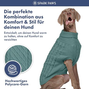 Теплий зимовий пуловер Spark Paws для собак – м'який, комфортний, підходить для французьких бульдогів, пітбулів, кобелів та сук (Pine Green, 2XL) – 16-25 кг