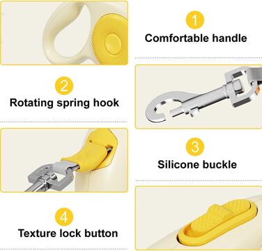 Висувна поводок для собак, 5м, міцний нейлоновий поводок з LED-підсвічуванням, безпечна заплутуванням, висувний поводок для собак маленьких та середніх порід вагою до 50кг