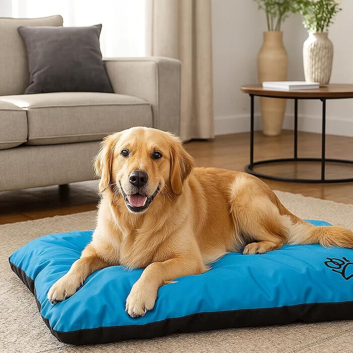 Килимок для собак, лежанка для собак великих, середніх та малих порід - вологостійкий, м'який, 90x60x8 см, блакитний