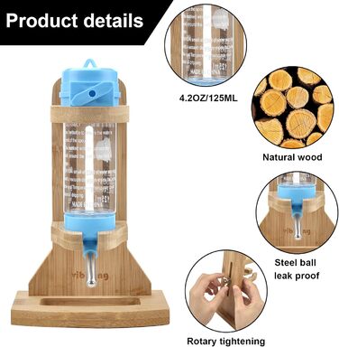 Поїлка для хом'яків Vibbang з підставкою, 125 мл, для морських свинок, кроликів, шиншил, їжаків, хорек