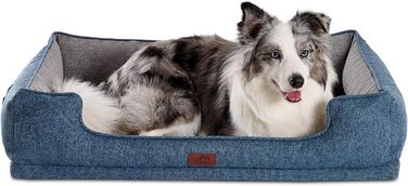 Ортопедичне собаче ліжко Hollypet, зелене, для середніх собак, 81.3 x 61.3 x 32 см. Знімний, водонепроникний, зручний чохол та антиковзаюча підкладка.