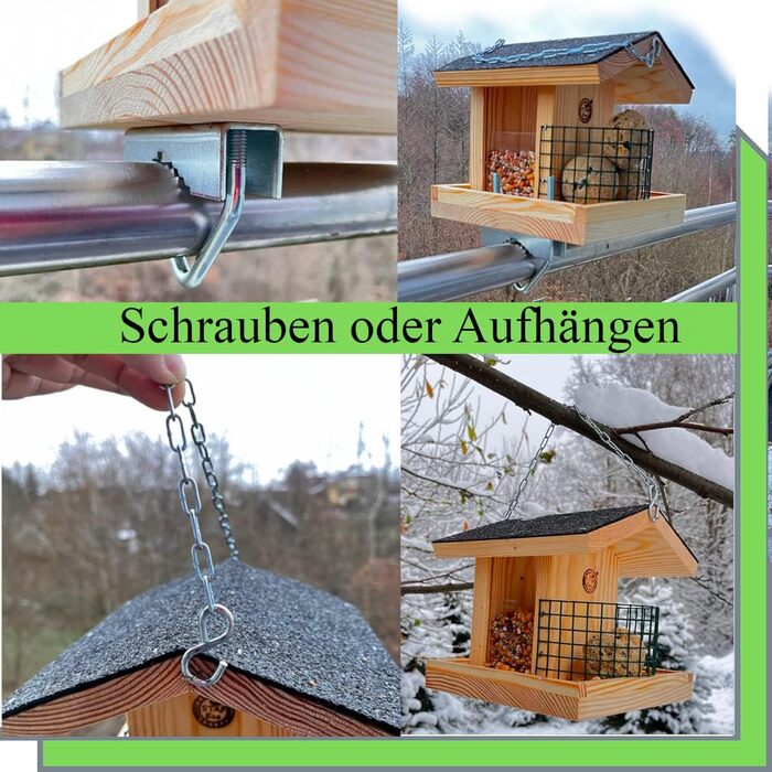Дерев'яне годівничка для птахів STAFECO: для балкона, саду, з натурального дерева, ручної роботи