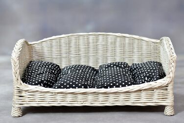 Корзина-ліжко для собак та котів з плетіння лози з м'яким лежаком (74x52x39 см, чорний)