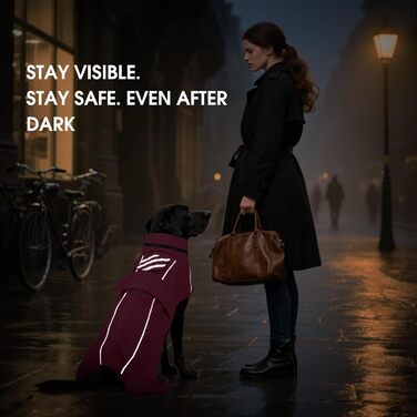 Водонепроникний дощовик для собак XXL (рожевий) з капюшоном, отвором для повідка та світловідбиваючими смугами. Ідеально для великих собак: лабрадорів, голден ретриверів, німецьких вівчарок, боксерів