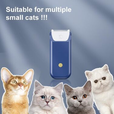 Електричний міні-набір для догляду за котами, акумуляторний, Type C, бездротова машинка для стрижки шерсті котів з матовим покриттям, легка, для кошенят/цуценят/кроликів/маленьких тварин, блакитний