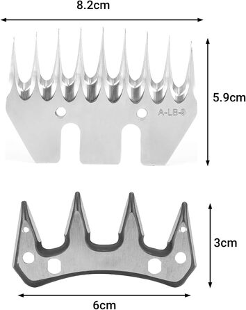 Ножиці для стрижки овець з нержавіючої сталі, універсальні, з змінними лезами (9 зубців, пряма леза + маятникове лезо)