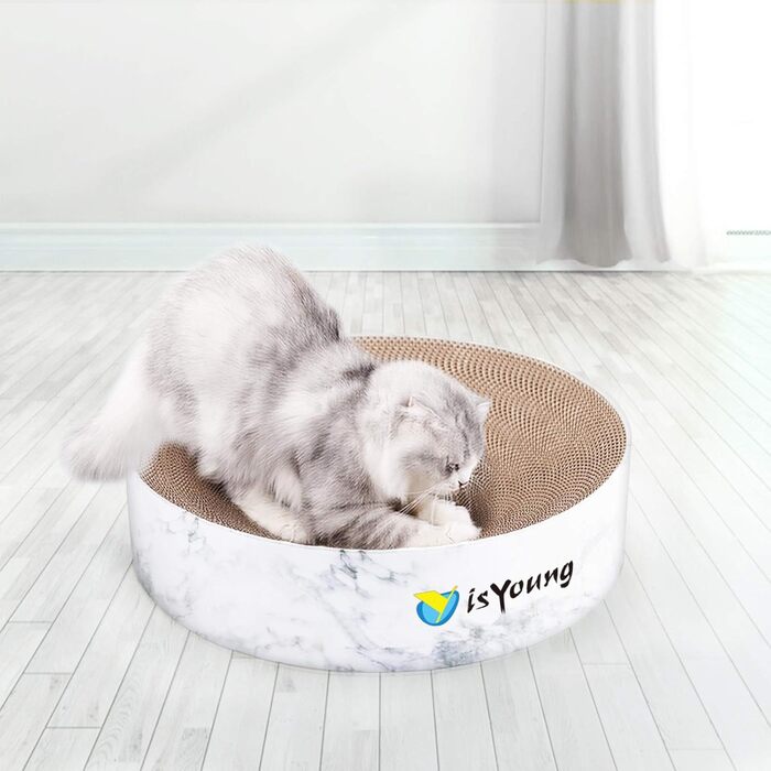 isYoung Когтеточка для котів, картонна кругла когтеточка для кімнатних котів, килимок для дряпання для малих і середніх котів