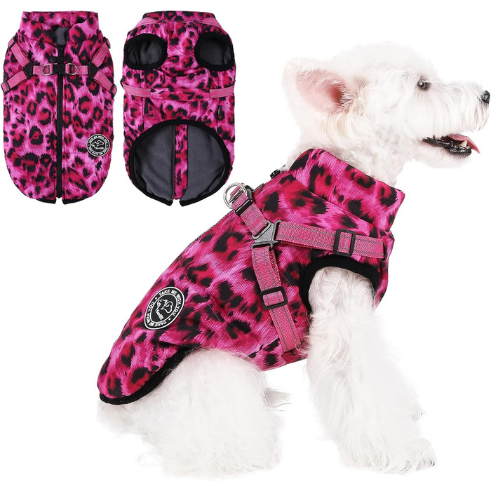 Водонепроникний теплий зимовий одяг для собак - теплий накид для собак, рожевий