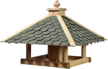 Годівниця для диких птахів Dehner Natura Innsbruck з підставкою Ellmau, 144x68x62 см, дерево/бітум, коричнева/зелена