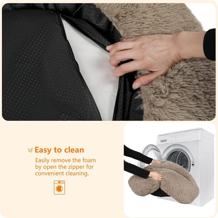 Ортопедичне ліжко для собак, круглий лежак, софа для собак та котів, донат, м'який кошик для собак, прання, 100 см Ø, верблюжий колір, L 100 x W 100 x H 20 см, верблюжий колір