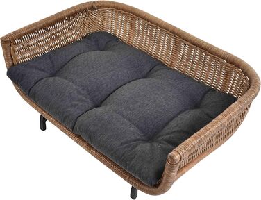 Корзина для собак та котів Retro Design, XL, з подушкою, ротанг, світло-коричневий