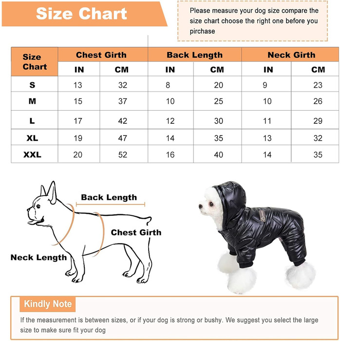 Водонепроникний теплий зимовий одяг для собак Petcute з капюшоном. Куртка-пуховик для маленьких, середніх та великих собак. Чорний колір, розмір M