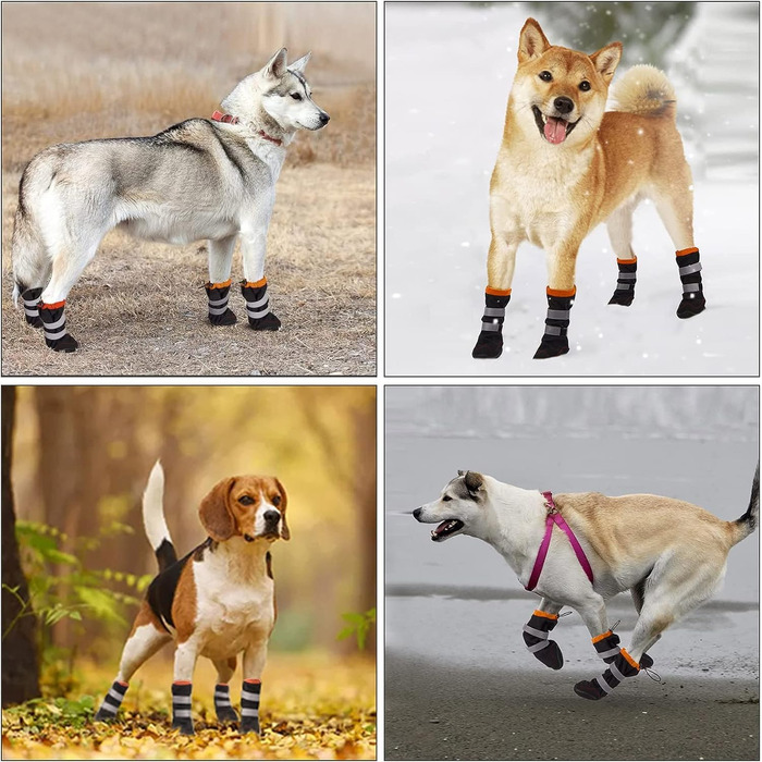 Зимові чоботи для собак, флісова підкладка, шнурок, неслизька підошва – відбивачі, для маленьких, середніх та великих собак