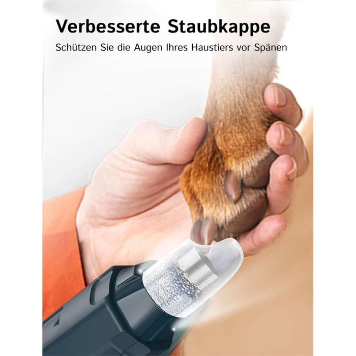 Шліфувальник для собачих нігтів Pawzyzie - безпечна та тиха технологія догляду за нігтями, 6 режимів, 2 LED-лампи, блакитний