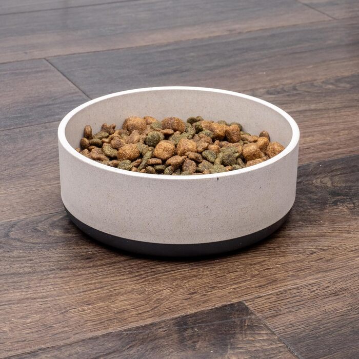Миска для собак Titan Fuzzl з бамбука та гуми, 22 см, з антиковзким дном, сіра, екологічна, антибактеріальна, міцна, нетоксична, велика, 2.5 л
