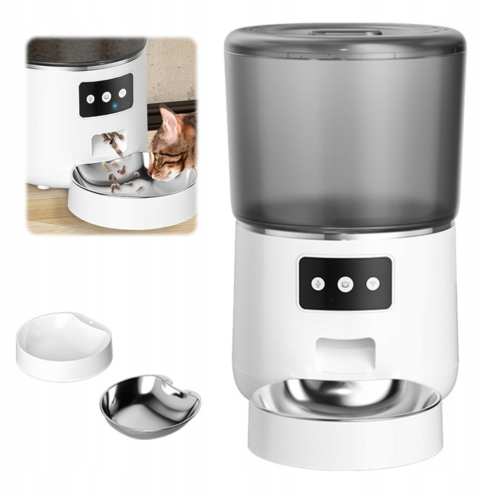Автоматична годівниця для котів та собак з Wi-Fi, 4 л, дозатор для сухого корму