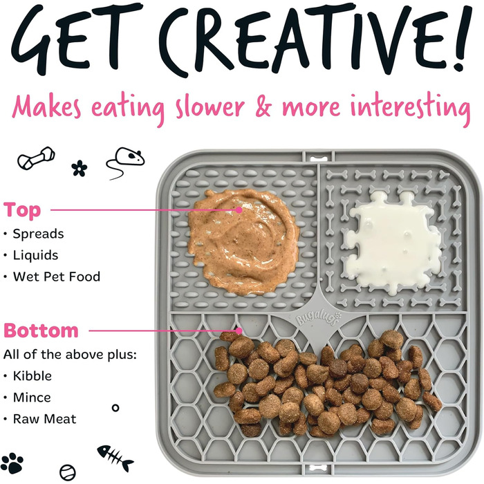 Килимки для годування собак та котів Bugalugs Licky Mats - 2 шт. (зелений та бежевий), 100% харчовий якість, BPA-free, зменшують стрес та тривогу