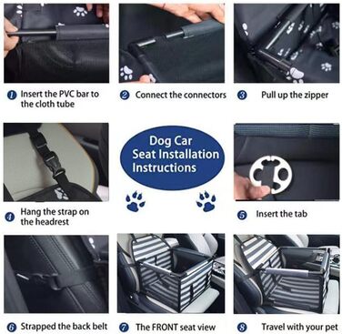 Автокрісло для тварин з підголівником та ременем безпеки, міцне, водонепроникне, дихаюче, сіре