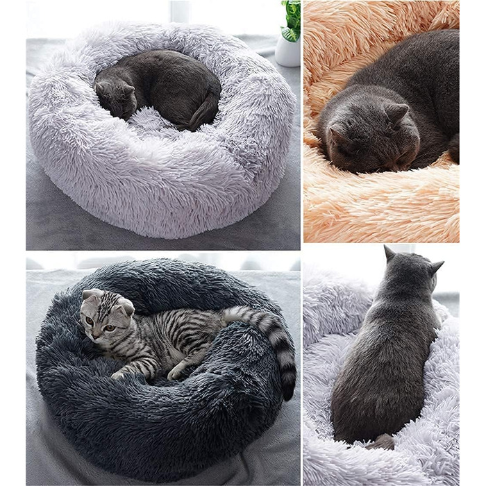 Ліжко для собак розміру XL, софа, м'яка пухнаста кругла подушка для котів та собак, ліжко-гніздо для сну, біле (XXL-100см)