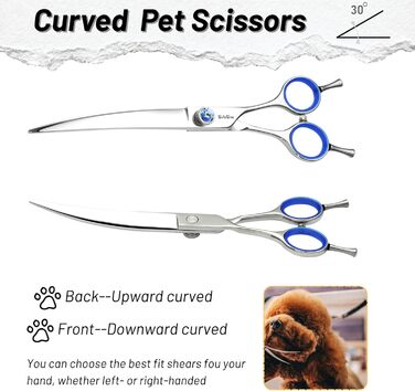 Професійна ножиця для грумінгу собак та котів, 7 дюймів, 30° нахил, сталь VG10, безпечна тупа накінечник