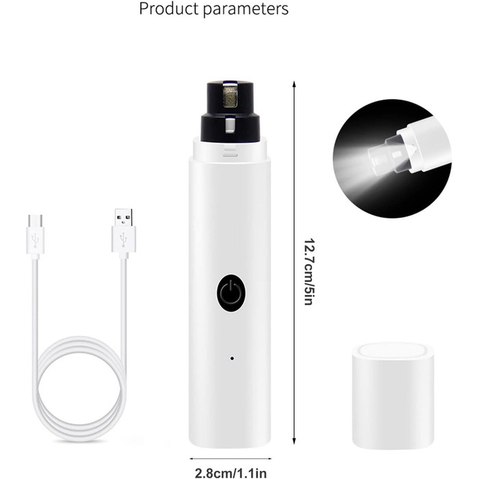 Електричний точило для собачих кігтів з LED-підсвічуванням, акумуляторний, для собак великих, середніх та малих порід, котів. Безшумний, безболісний точило для кігтів.