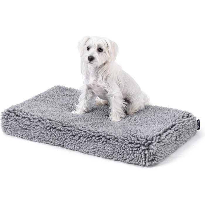 Лежанка для собак Stoutwool 10см, стійка до кусання, ортопедична, для маленьких порід, 58x41x10см, сіра