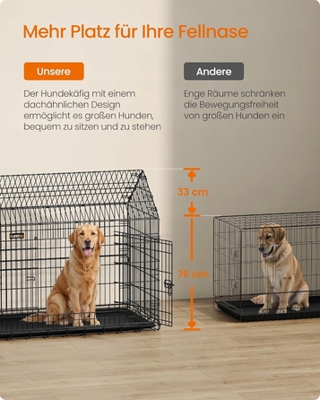 Металева клітка Feandrea для великих собак, 72,5 x 120 x 109 см