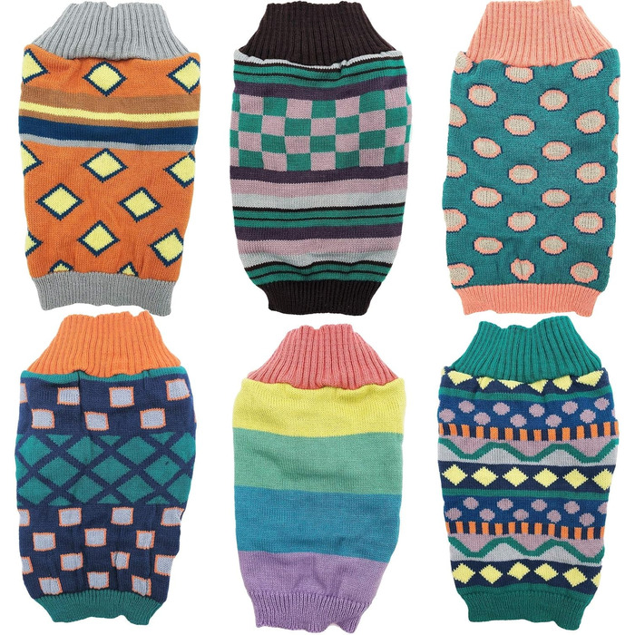В'язаний теплий пуловер для собак, модна модель, для маленьких та великих тварин, розмір XXS (довжина 20,3 см), помаранчевий ромбік