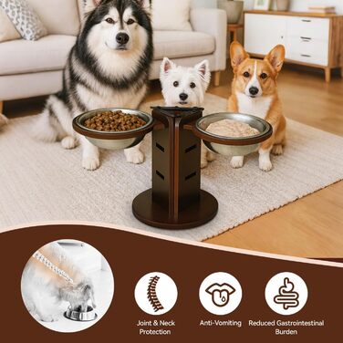 Підвищений годівниця для собак, регульована по висоті, 3-рівнева годівниця для собак, підставка з 3 мисок з нержавіючої сталі, 650 мл, годівниця для собак з антиковзним дном