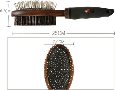 Гребінець для вичісування шерсті собак та котів, дерев'яний, двосторонній, для вичісування та масажу голови