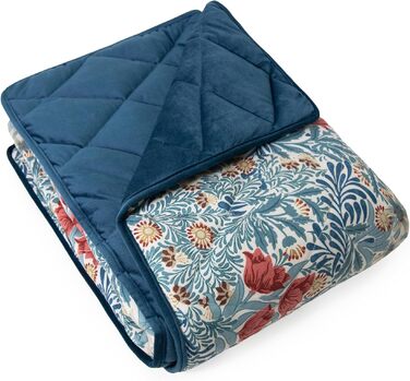 Плед для собак і котів Rosewood x Morris & Co. Bower Berry, 150x100 см, синій, з м'якою оксамитовою підкладкою, легкий у догляді, з розкішним принтом Вільяма Морріса