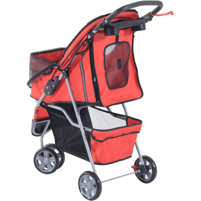 Візок для собак і котів PawHut, червоний, прогулянковий, складаний, Pet Stroller
