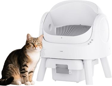 Автоматичний лоток для котів Katzenklo Selbstreinigend XXL Білий – Інтелектуальний дизайн з відкритим верхом, великий об'єм, ручний та автоматичний режими