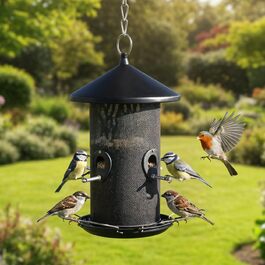 Преміум годівниця для птахів ZooPrinz XL з міцними кільцями та дахом – стійка до погодних умов та довговічна – легко підвішується за допомогою сталевого тросу – 2 моделі на вибір