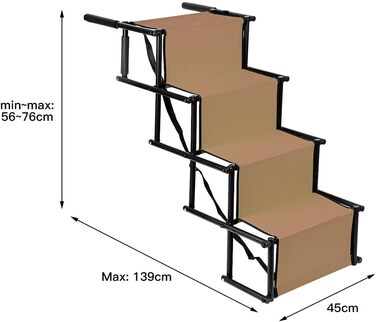 Складана та регульована рампа для собак великих та малих порід, драбина для домашніх тварин, 75 кг, акумуляторна, для всіх автомобілів, коричнева